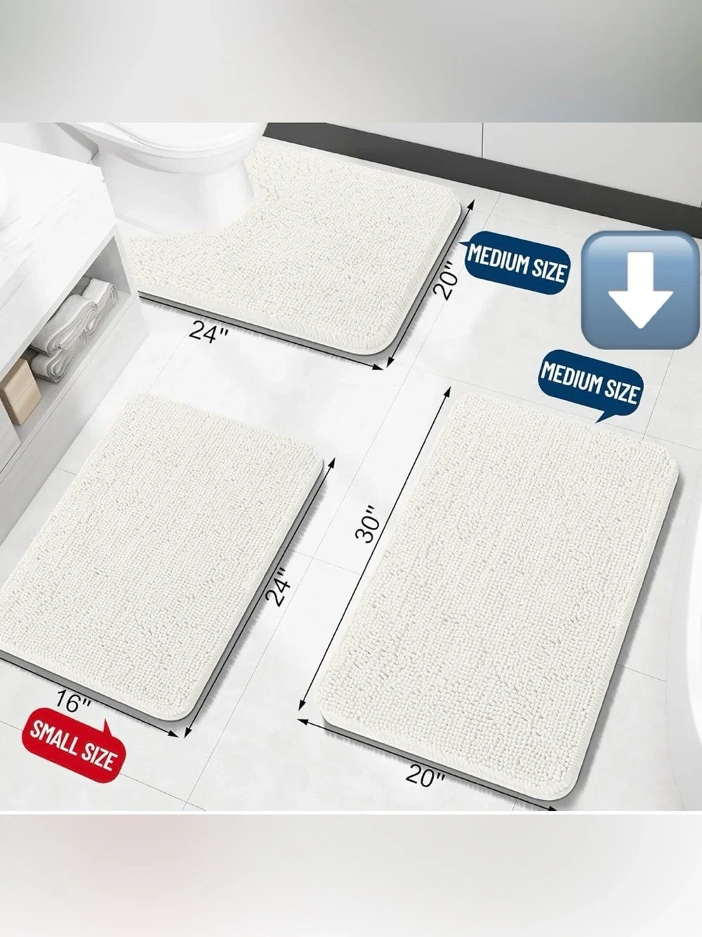 Extra Soft Non-Slip Absorbent Chenille Rug, 30x20”